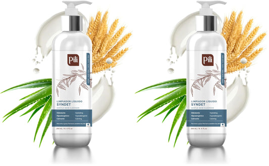 Pili Natural Syndet bottle front showing hypoallergenic cleanser for sensitive skin