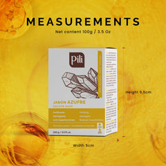 Pili Natural sulfur soap label closeup emphasizing simple ingredients