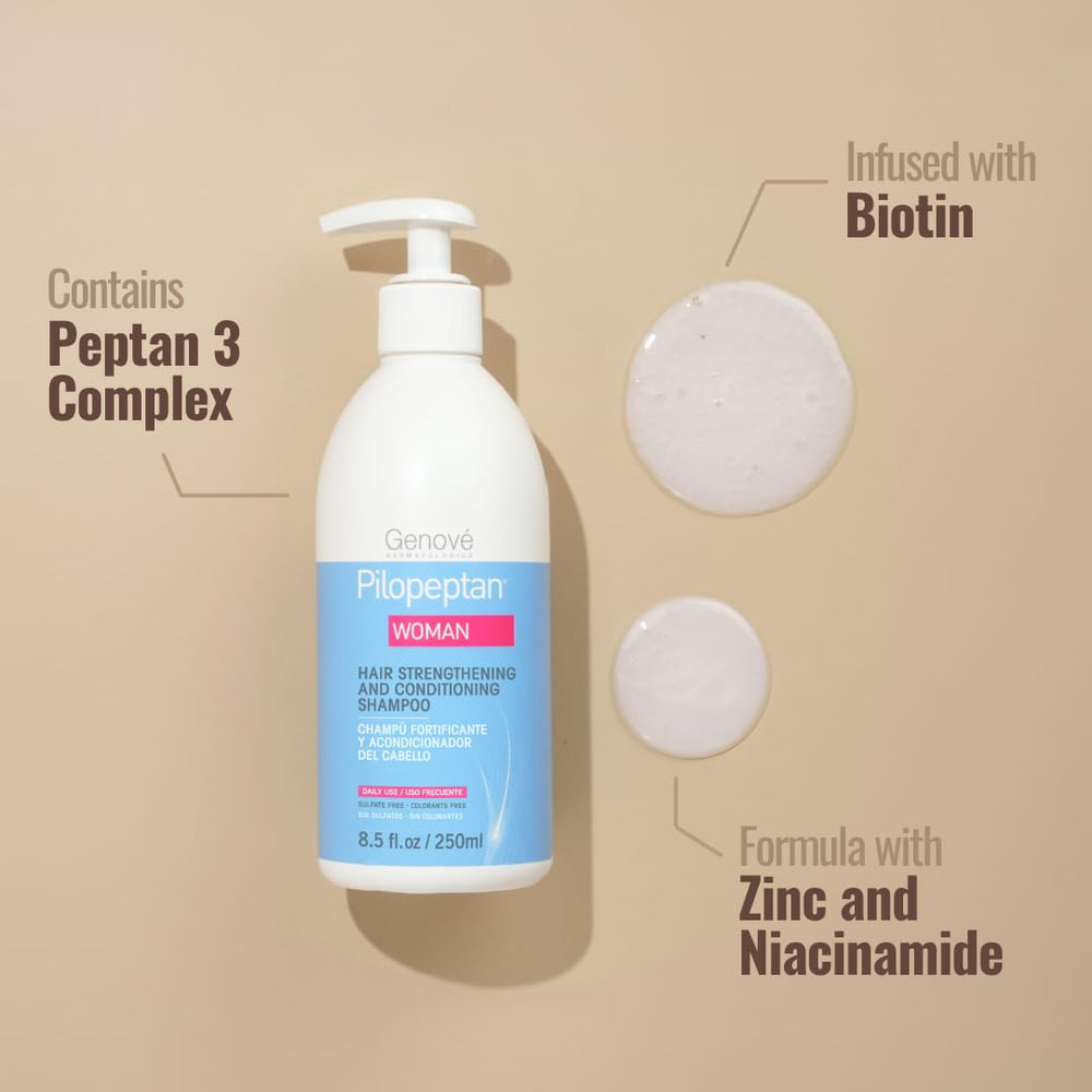 Pilopeptan Woman Shampoo damaged hair before shot showing need for strength.