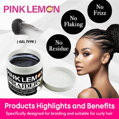 PINK LEMON Braiding Gel edge smoothing creates clean, defined edges