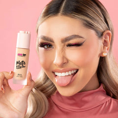 Tan shade of Pink Up Matte Cover highlighting warmer undertones