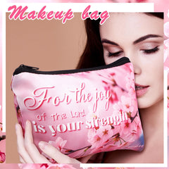 Pinkunn landscape canvas makeup bag, durable zipper, perfect for cosmetics and essentials