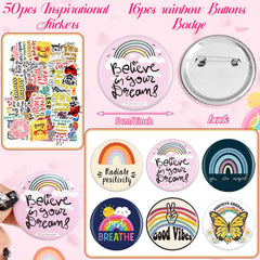 Pinkunn rainbow motivational buttons badges for celebration and gifting
