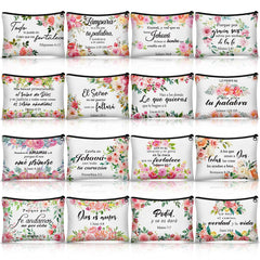 Pinkunn Spanish floral canvas makeup bag with zipper keeps cosmetics secure during travel.