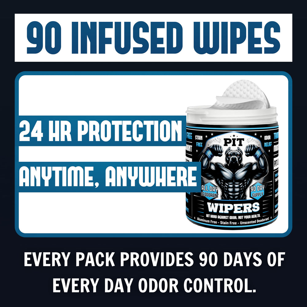 Pit Wipers aluminum-free and paraben-free label signaling clean routine.