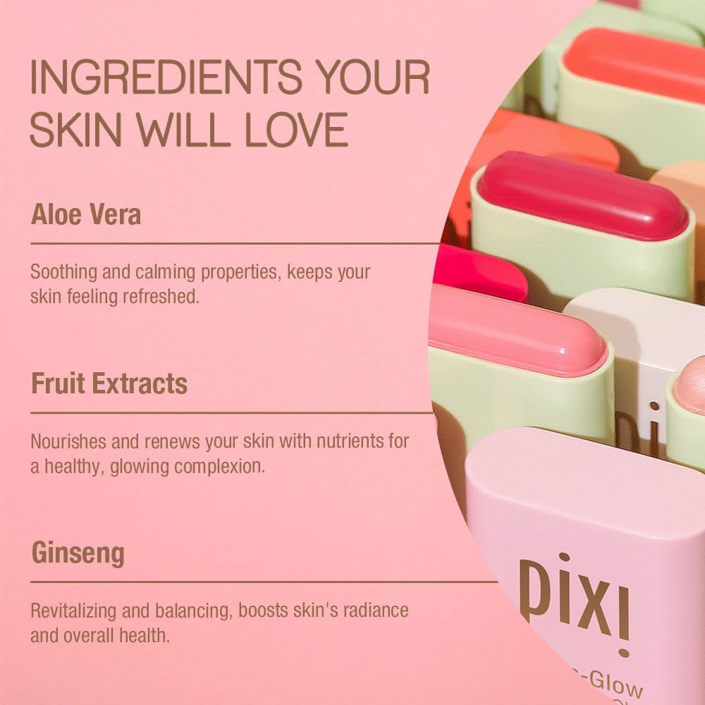 Pixi On-the-Glow blush CheekTone application on the cheek