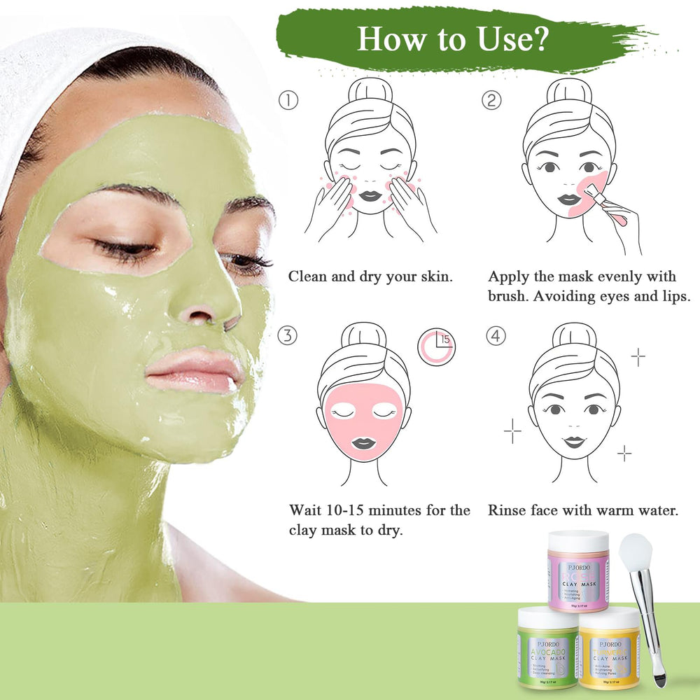 Pjordo gift set of clay masks shown together.