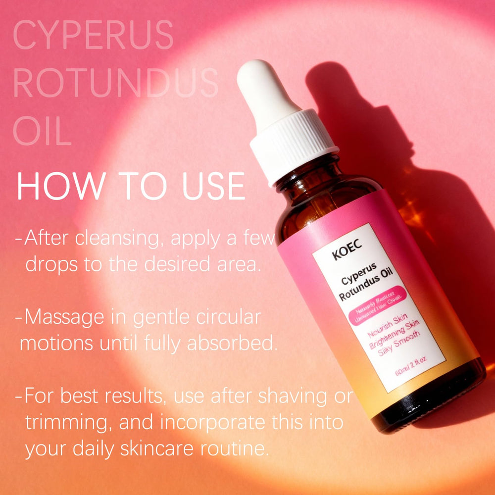 PKQLQ Organic Cyperus Rotundus Oil body application on arms for smooth skin.