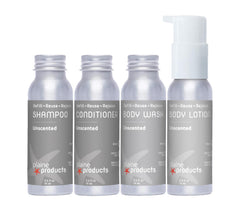 Plaine Products travel-size shampoo bottle, refillable, eco-friendly and gentle cleansing.