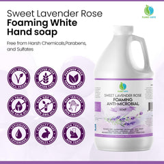 Plainly Earth foaming hand soap lather close-up showing rich foam for gentle cleansing.