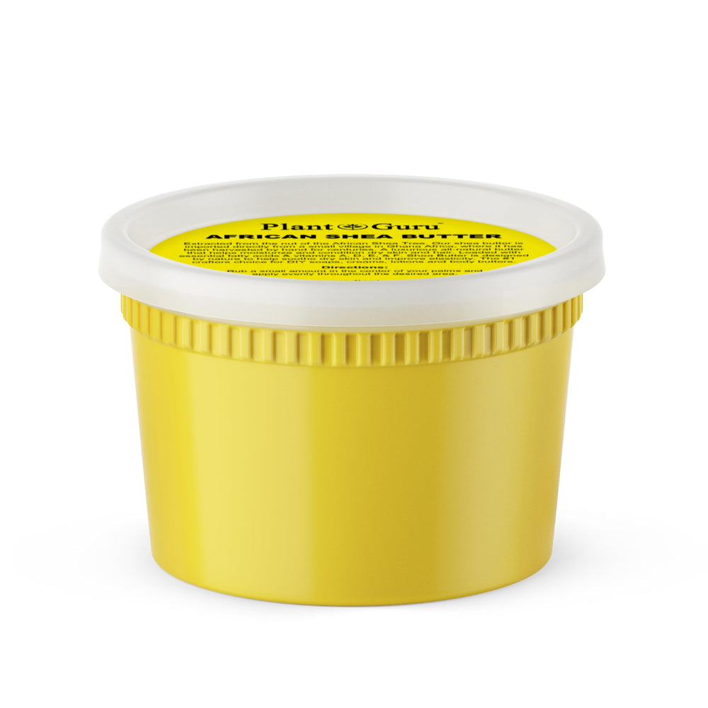 Plant Guru African shea butter jar showcases rich color and smooth texture for daily moisture.