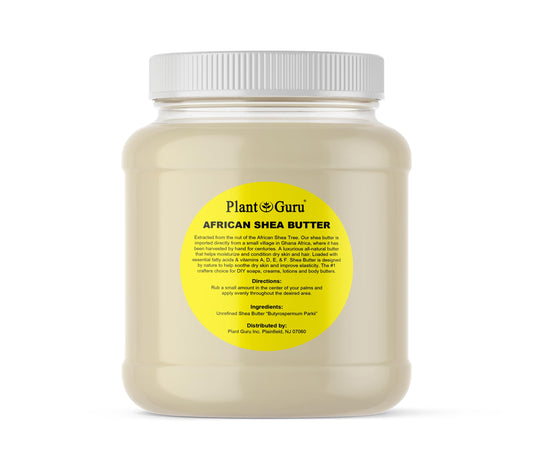 Plant Guru Raw African Shea Butter 3 lb packaging shown for versatile home use