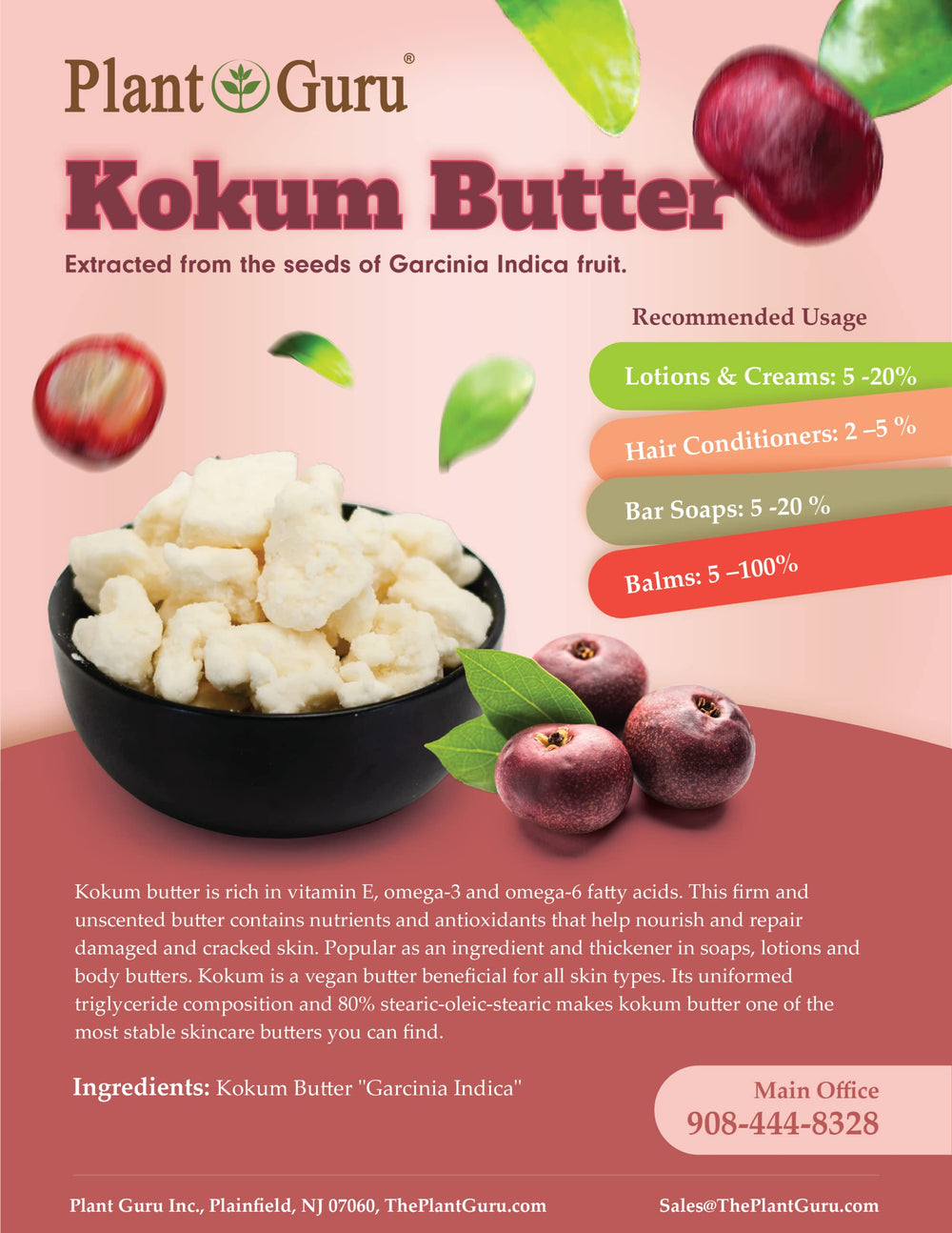 Plant Guru Kokum Butter in hair conditioner supports scalp moisture