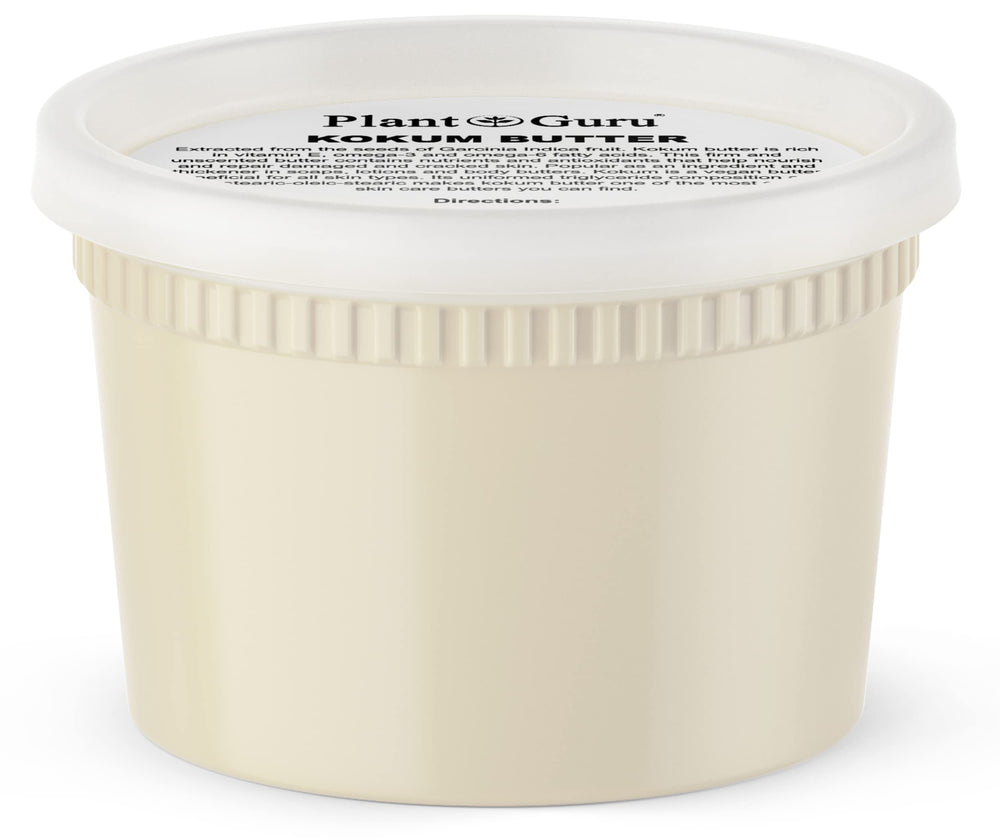 Plant Guru Raw Kokum Butter jar close-up delivering rich skin moisture