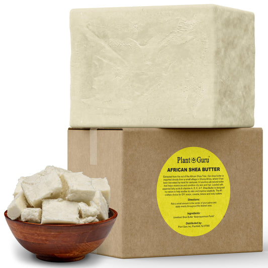 Plant Guru Raw African Shea Butter block 10 lbs for versatile skin care and DIY projects.
