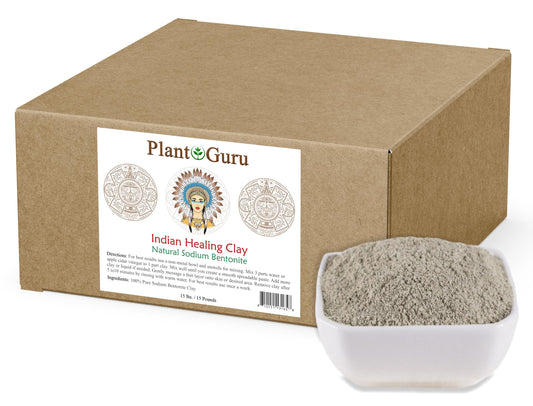 Plant Guru sodium bentonite clay powder ready for deep pore cleansing.