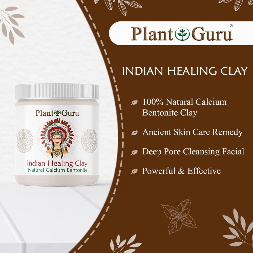 Plant Guru USA-origin bentonite clay emphasizes clean sourcing and quality packaging.
