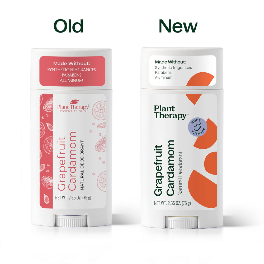 Eco-smart packaging of Plant Therapy deodorant indicating faster breakdown