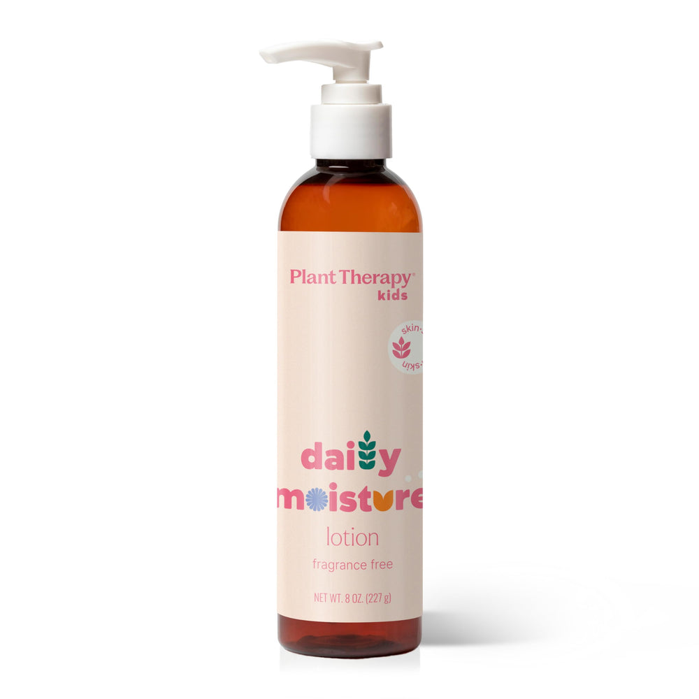 Plant Therapy Kids Daily Moisture Lotion 8 oz bottle offers lightweight hydration for sensitive skin