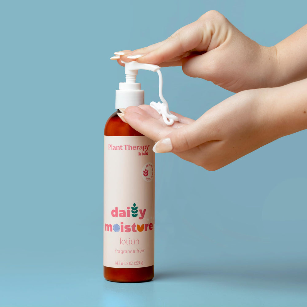 Plant Therapy Kids Daily Moisture Lotion with Shea Butter and Jojoba Oil nourishes dry skin