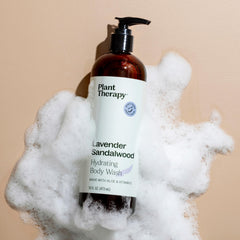 Plant Therapy Lavender Sandalwood hydration shot emphasizes aloe and jojoba