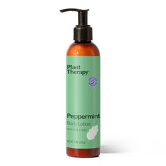 Plant Therapy Peppermint Body Lotion 8oz bottle delivering deep hydration for daily skincare.