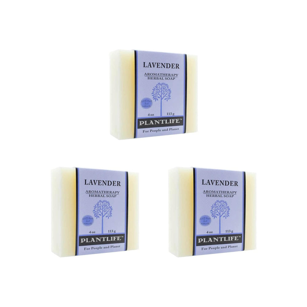 Plantlife Lavender 3-Pack Bar Soap on display for moisturized skin