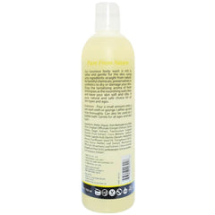Plantlife Lemongrass Body Wash label showing gluten-free and GMO-free assurances