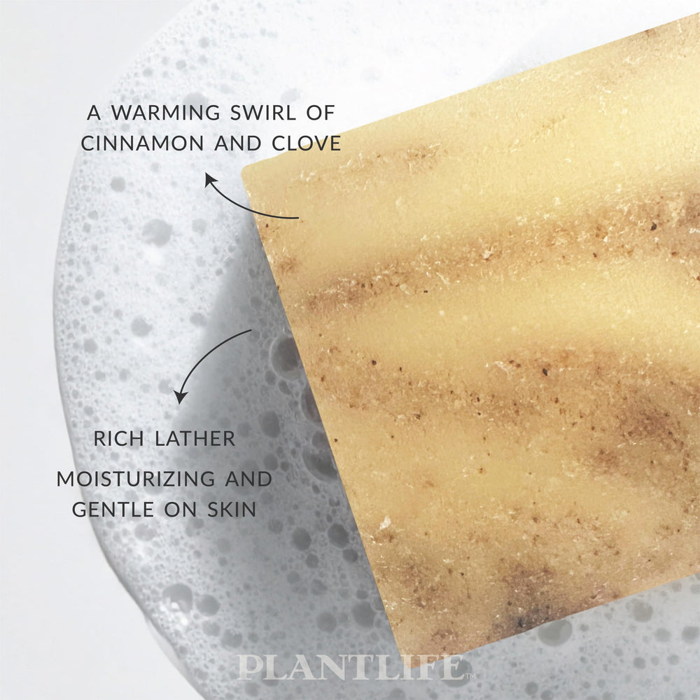 Plant-based Plantlife soap highlighting organic botanicals and pure essential oils.