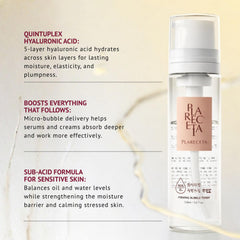 PLARECETA Firming Bubble Toner ingredients highlight hydration and balance.