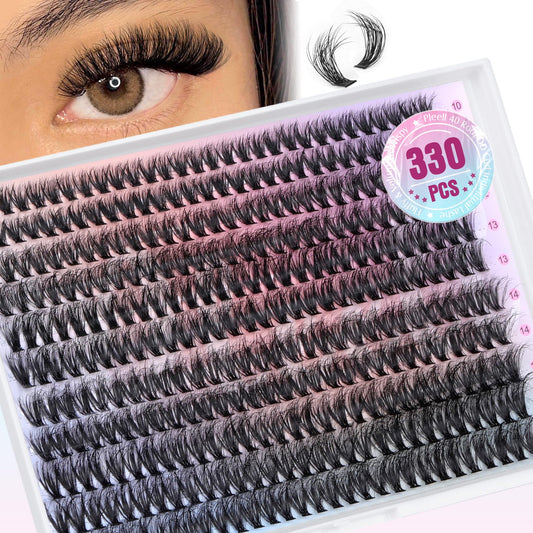 Pleell lash clusters 330pcs tray for DIY voluminous lashes.