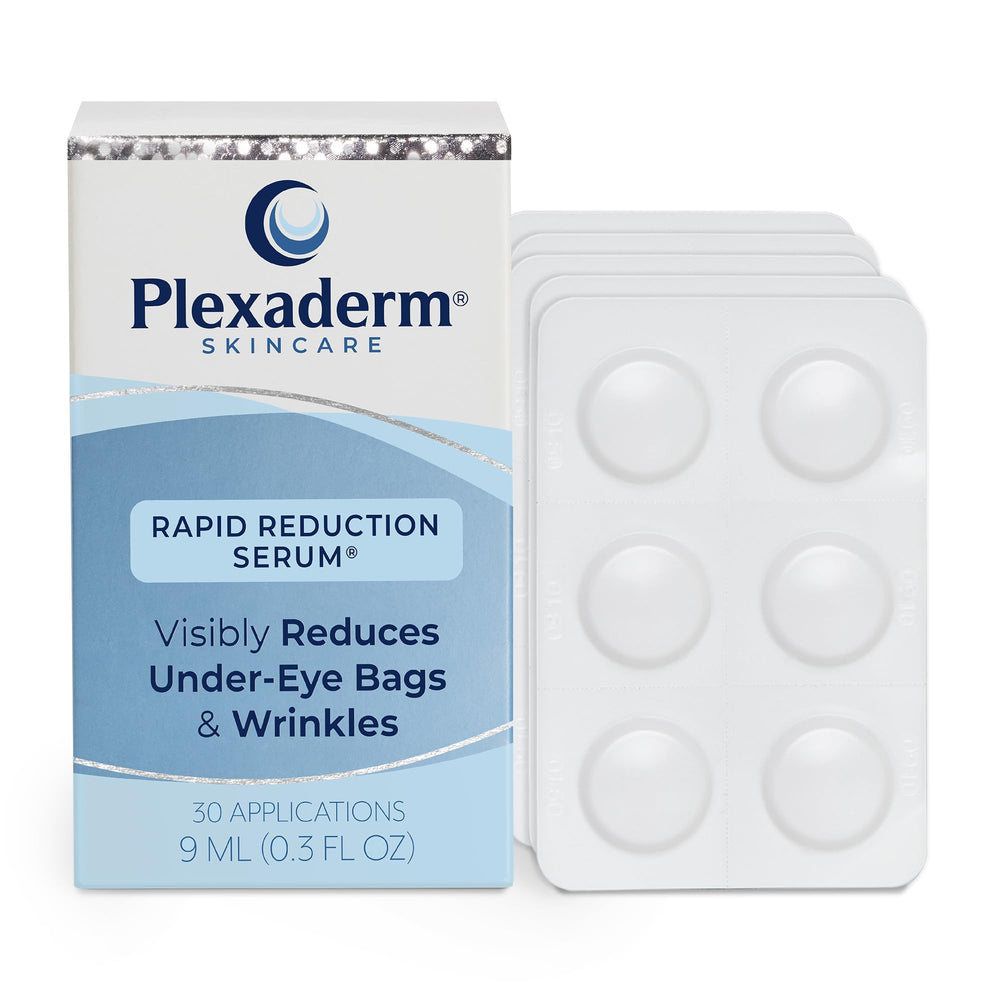 Plexaderm Rapid Reduction Eye Serum bottle and pods ready for use.