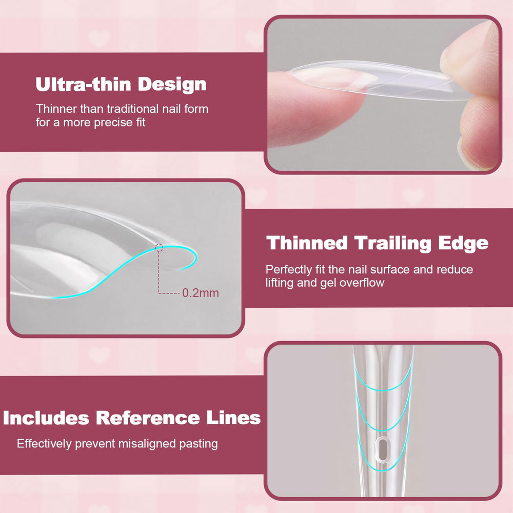 Plman bottom form with guides helps shape nails accurately.