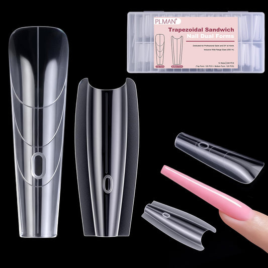 Plman sandwich dual forms kit assembled for natural-looking nail extension and strong structure.