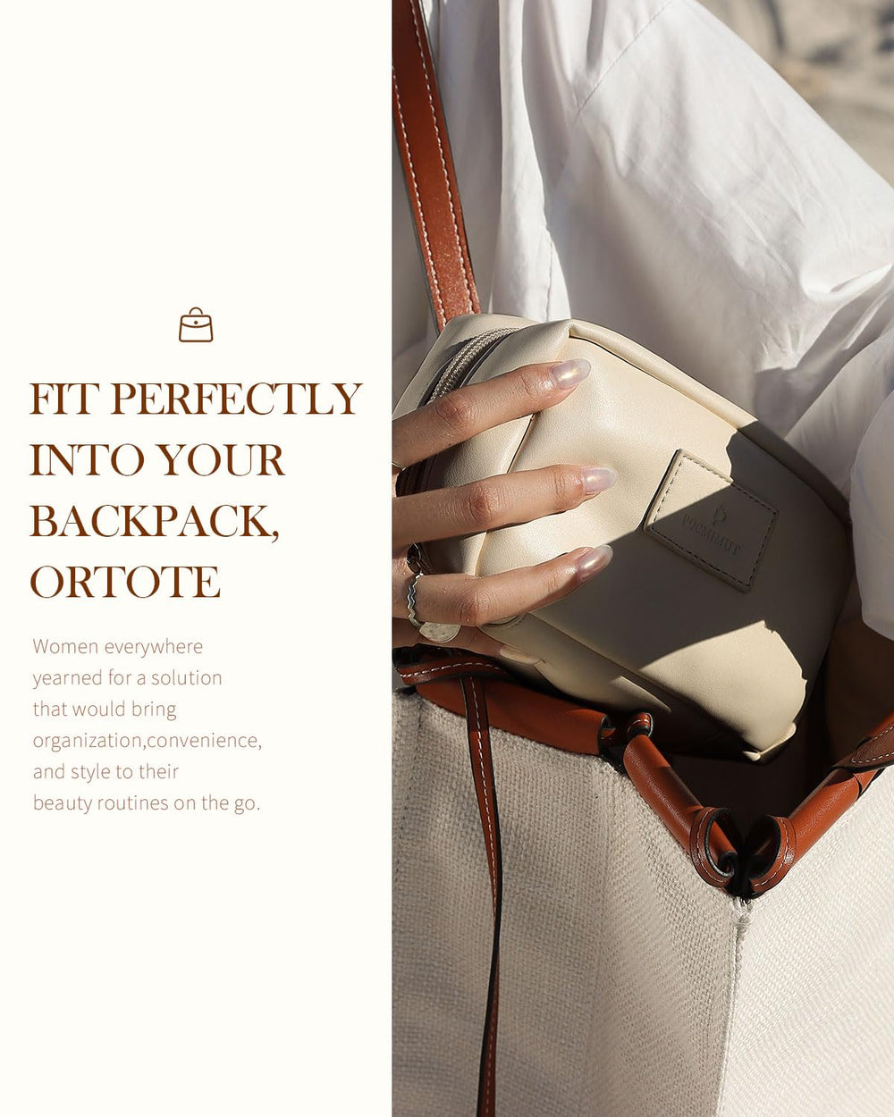 Pocmimut makeup bag elastic loops keep brushes and cosmetics neatly in place
