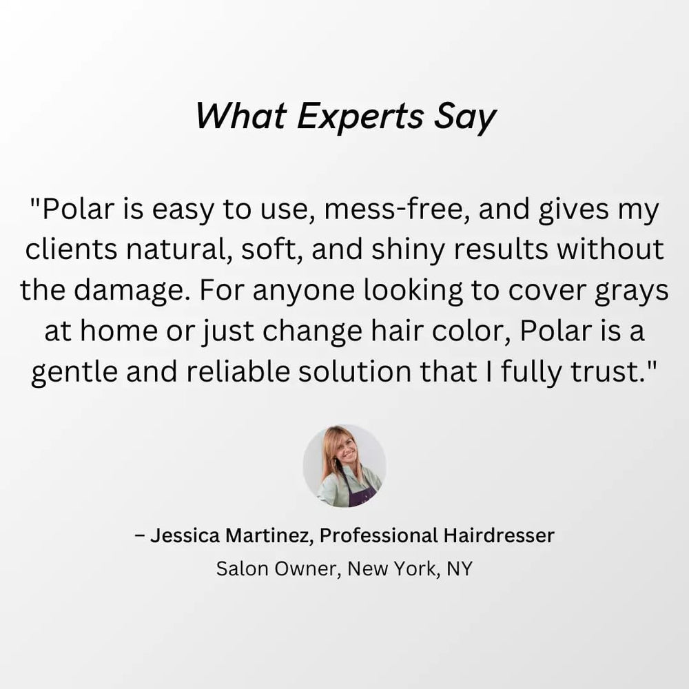 Polar Hair Care at home color routine image emphasizes cleanse, condition, and color in one step.