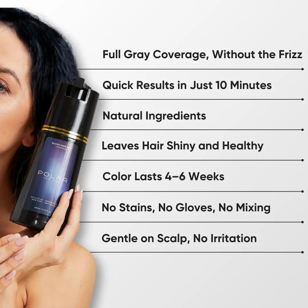 Polar Hair Care purple dye shampoo foam lather enables even color application.