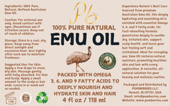 Pomberries Emu Oil refined, fragrance-free oil for everyday use.