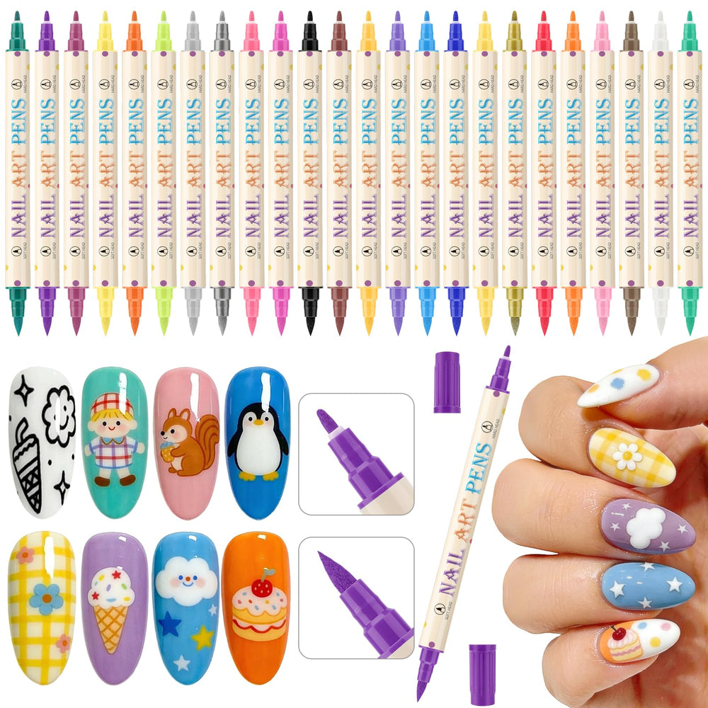 Ponhey 24-color nail art pens set packaging showcases vibrant range for versatile designs
