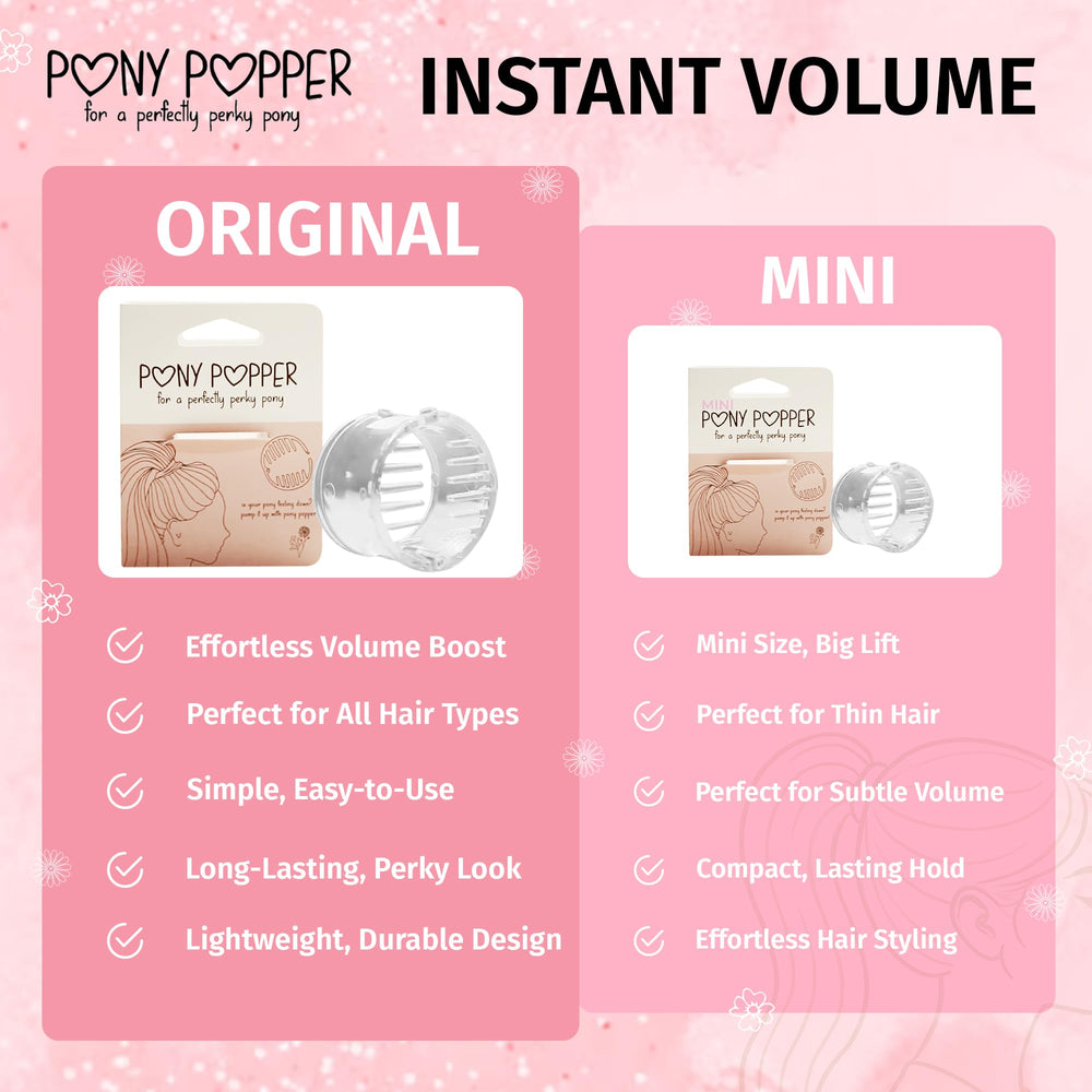 Pony Popper Clip supports quick work-day transitions to a neat pony.