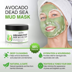 POP MODERN.C green tea mask ingredients close-up; soothing skin and gentle cleansing.