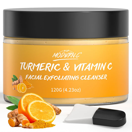 POP MODERN.C turmeric exfoliating wash bottle for daily cleansing.