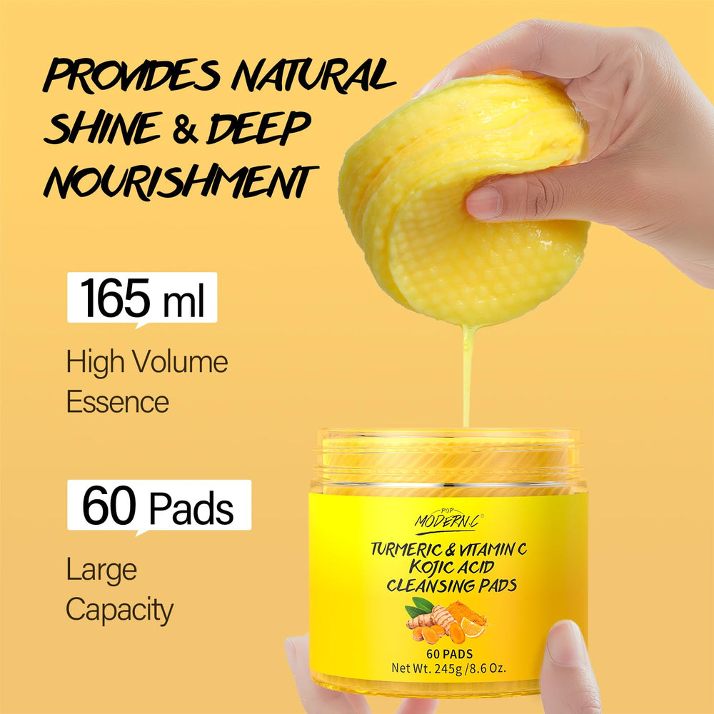 POP MODERN.C turmeric kojic pads serum bottle highlights nourishing formula.