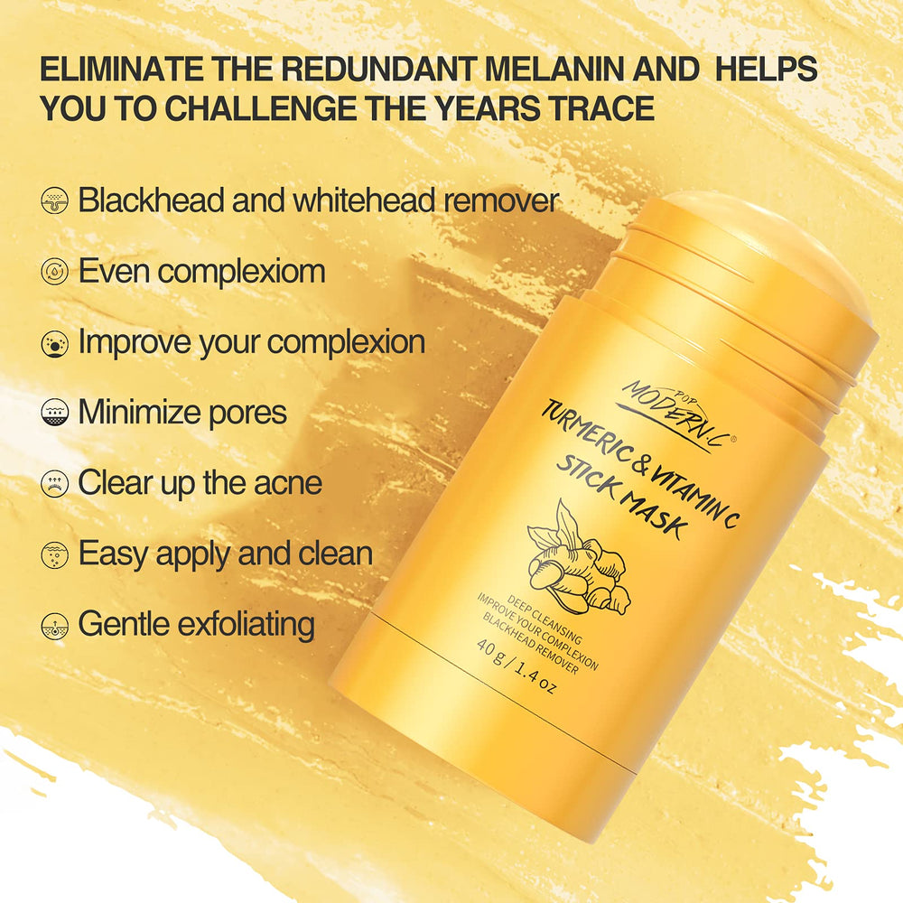 POP MODERN.C Turmeric Stick Mask rotating head for easy, mess-free application.
