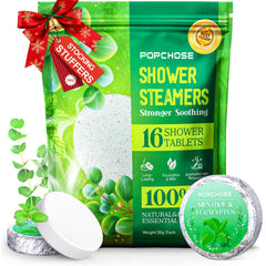 POPCHOSE eucalyptus shower steamers packaging showcases gift-ready presentation for self-care routines.