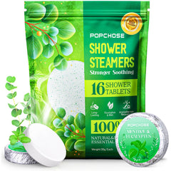 POPCHOSE eucalyptus vapor fills the bathroom for a refreshing shower environment.