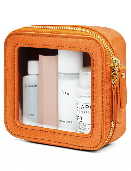 Popvibe Clear makeup bag with translucent section for quick visibility on the go.