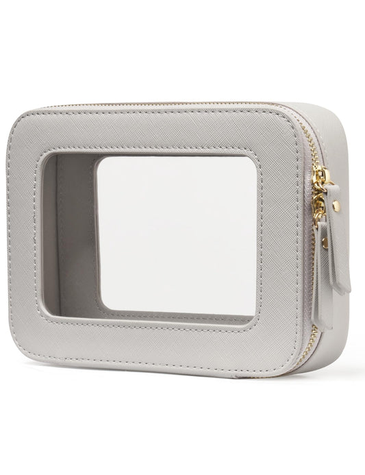 Popvibe Clear Makeup Case front view showing transparent design for quick access.