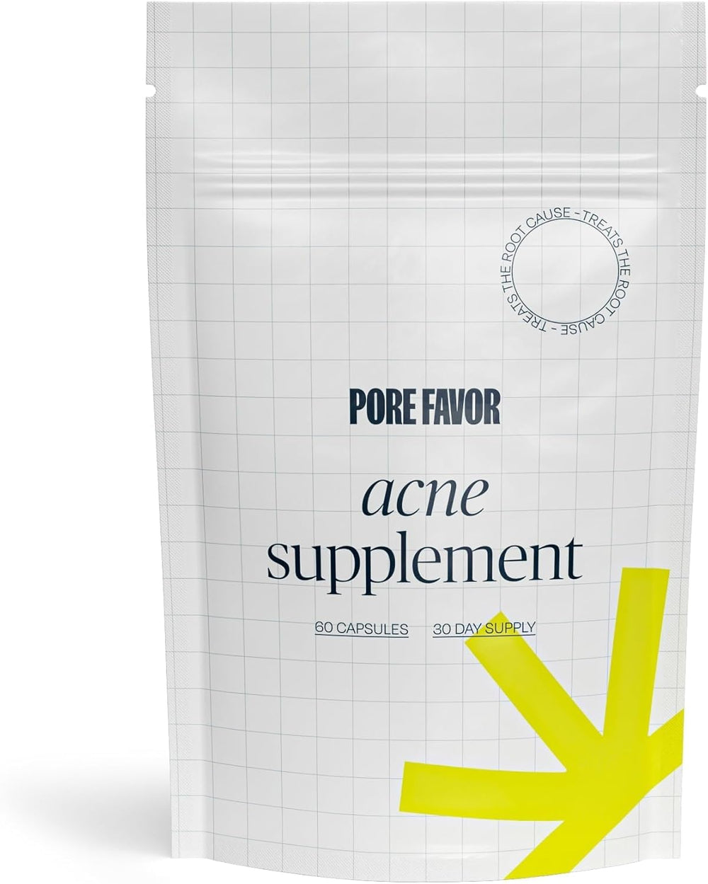 Pore Favor Skin Support capsules show the DIM formula for daily balance.