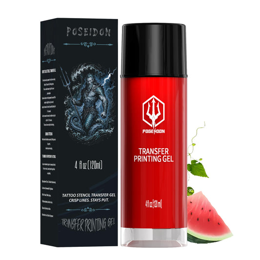 POSEIDON Tattoo Stencil Transfer Gel bottle front view highlighting easy-to-use packaging